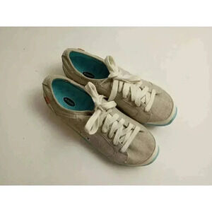 Dr. Scholls Womens Sneakers Shoes Silver/ Blue Low Top Canvas Lace Up 7M